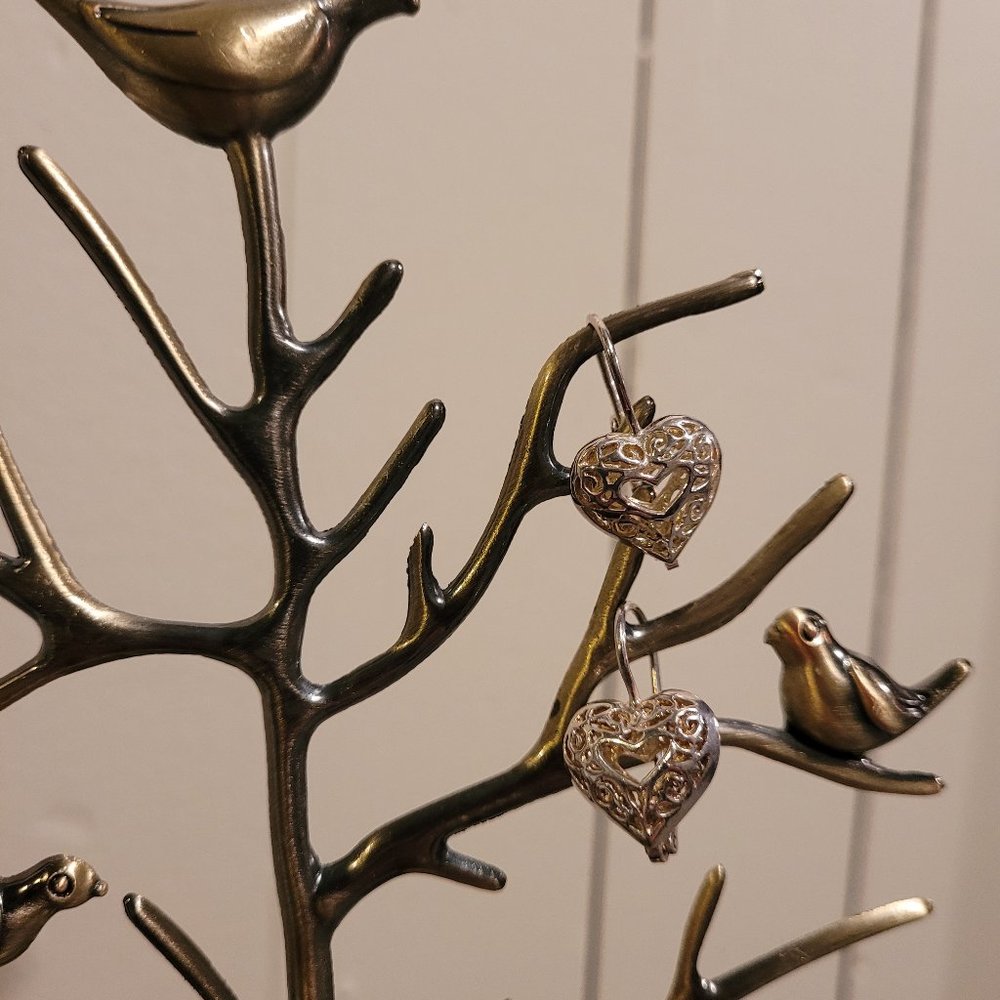 Sterling Silver Heart Lever Back Earrings